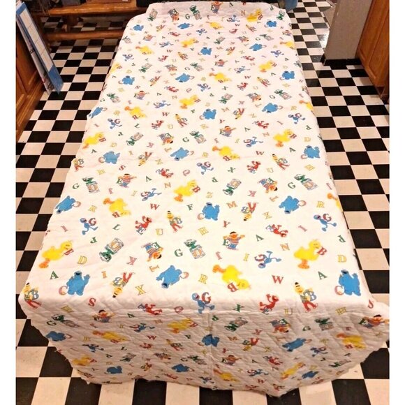 Quilted Sesame Street Comforter Fabric 3 Yards Vintage Alphabet Letters 110"x45" - Picture 8 of 8